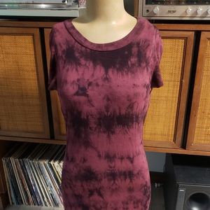 Poetry Brand Magenta Tie Dye T Shirt Dress SZ Med